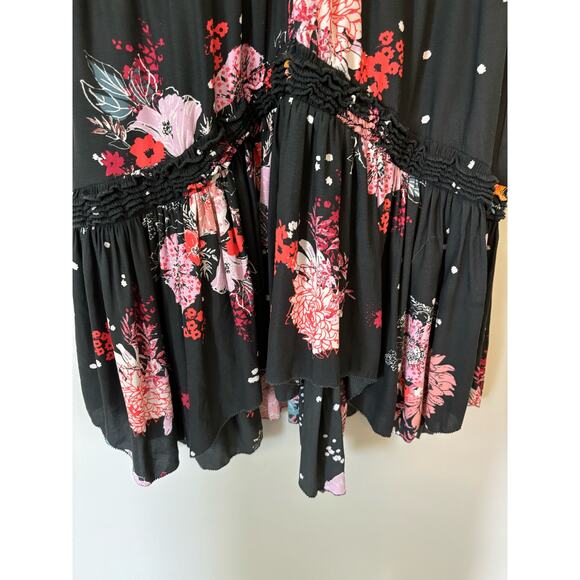 Free People Floral Tiered Tunic Tank Top Small Sleeveless V Neck - Picture 5 of 9